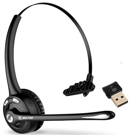 Delton 10X Wireless Bluetooth Headset Over the Head Computer Headphone and Auto-Pairing USB with Mic DBTHEAD10XBTDL